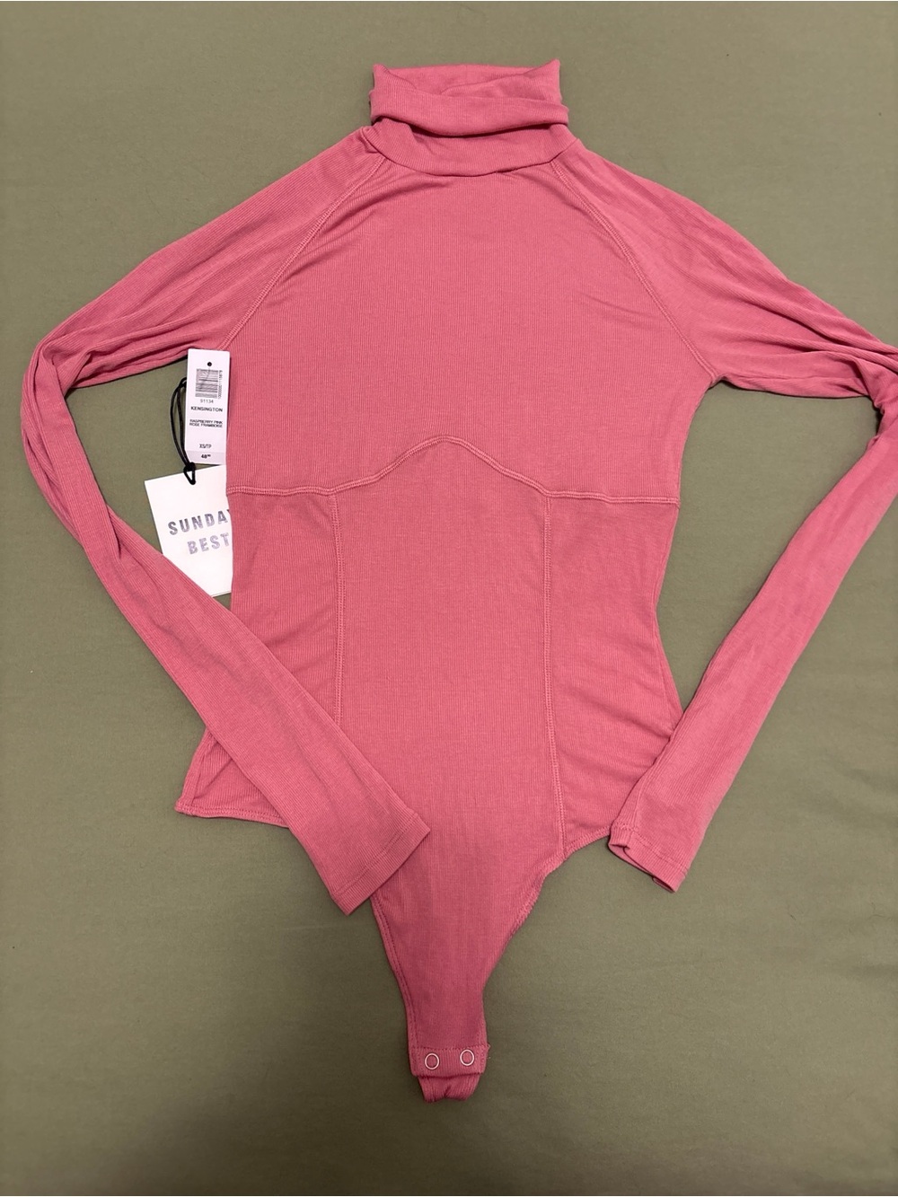 Sunday Best Pink Turtleneck Long-Sleeve Bodysuit NWT XS